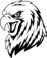 Black And White Eagle Illustration With Open Beak And Fierce Expression vector