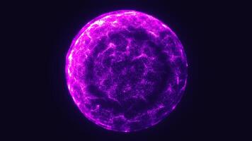 Glowing purple energy sphere with dynamic surface texture against a dark background video