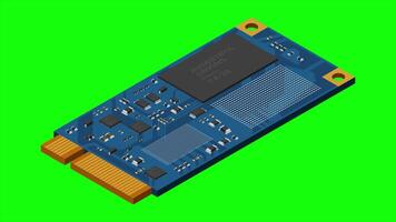 Isometric solid state drive animation. Drive ssd storage illustration. SSD M.2 animation. Computer hardware components. 4K animation. video