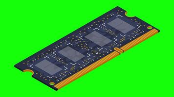 Isometric random access memory animation. RAM memory realistic 3d isometric. Computer hardware components. 4K animation, video