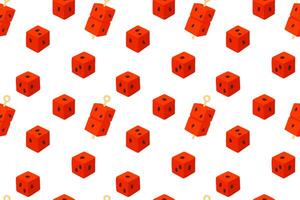 Seamless pattern of cube-shaped red watermelon with stick handles on a white background vector