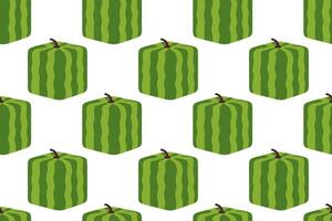 Repeating seamless pattern of square-shaped green watermelons arranged evenly on a white background vector