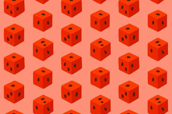 Seamless repeat pattern with watermelon cubes on red background