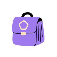 Purple backpack with flap, clasp, and handle, ideal for school or everyday use vector
