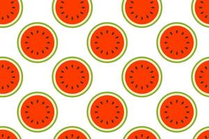Seamless pattern with round watermelon slices on white background vector