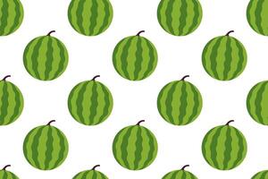 Seamless background with round and striped whole watermelons on white vector