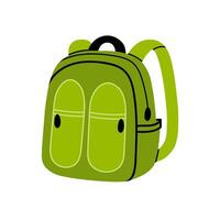 Simple green backpack with two front pockets and top handle vector