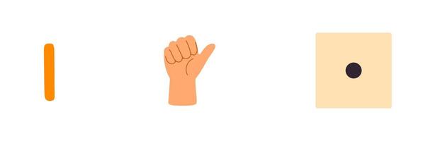 Number 1 with raised thumb and single dot on dice for kids counting vector