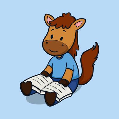3D Illustration, character, icon Horse Reading