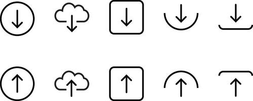 Download and upload icon set. Cloud download upload symbol vector