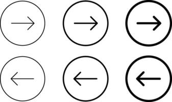 Right arrow and left arrow icon set. vector