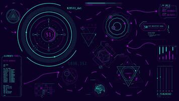 Animated high-tech screen with data processing operations video