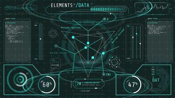 Animated high-tech dashboard with various data processing activities video