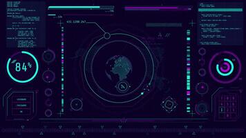 Animated high-tech display with satellite location tracking video