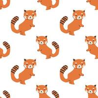 Cute red panda pattern on white background for textile and design vector