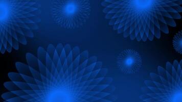 Royal blue color rotating multiple flower shapes modern design dark loop able floral background video