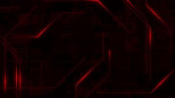 Red color glowing lines big data hi-tech mother board design loop able technological background video