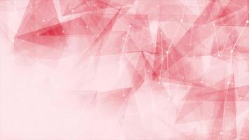 Red color wiggling low poly lines and dots plexus faded polygonal design geometrical background video