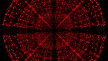 Red color lines and dots plexus 3d sphere depth of field modern design dark loop able geometrical background video