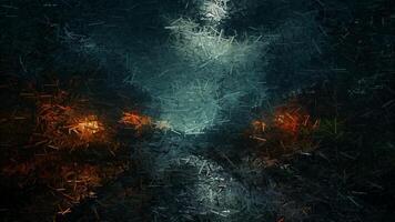 Spooky scene at night in an abandoned village, made of sharp fragments video