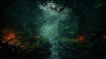 Horrible night scene in an abandoned city, made of sharp fragments video