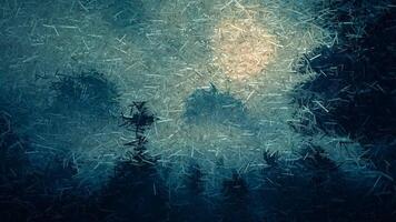 Spooky scene of a moonlit night in a cemetery, made of sharp fragments video
