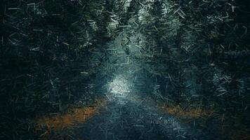 Terrible scene with a tunnel of scary trees, made of sharp fragments video