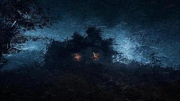 Terrifying scene with an abandoned house, made of sharp fragments video
