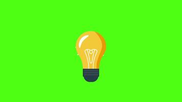 animación bulbo lámpara idea en verde pantalla o transparente antecedentes para inspiración o innovación video