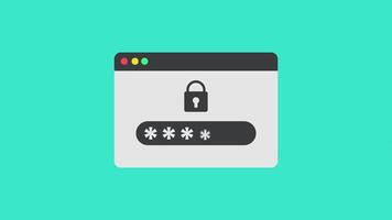 animation login form with password.concept of login or sign in.animated browser with unlocked password notification video