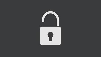 animation padlock lock and open on black background video