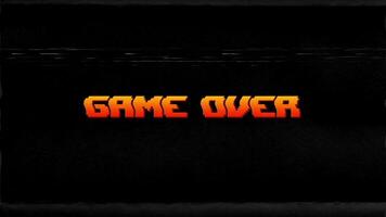 animation GAME OVER with glitch effect isolated on black background.animated game over game Cyberpunk.Game Over text from 80s and 90s video