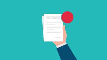animation businessman hand holding invoice with Exclamation mark.animated Past Due Payment Bill Pay Overdue Invoice Notice.unpaid receipt reminding video