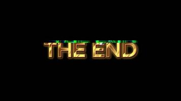 animation the end text in gold color with glitch effect.animated looping The End effect for outro video