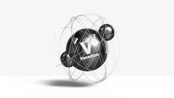 Vanadium V 23 Atomic model titanium metal 3d animation element from periodic table on clean white background video