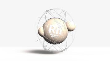 Radon Rn 86 3d atom model animation gas element from periodic table on clean white background video