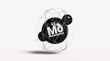 Molybdenum Mo 42 with electrons 3d animation element from periodic table on clean white background video