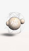 vertical Helium He 2 3d atom model animation gas element from periodic table on clean white background video