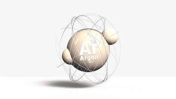 Argon Ar 18 3d atom model animation gas element from periodic table on clean white background video