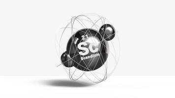 Scandium Sc 21Atomic model titanium metal 3d animation element from periodic table on clean white background video