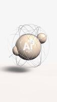 Vertical Argon Ar 18 3d atom model animation gas element from periodic table on clean white background video