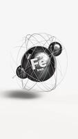 Vertical Iron Fe 26 Atomic model titanium metal 3d animation element from periodic table on clean white background video
