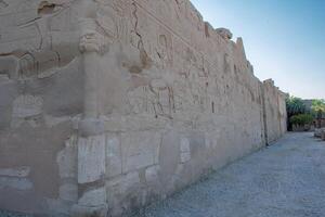 Karnak Temple in Luxor, Egypt. Hieroglyphs and Art on pillars and walls. Temples pylons, chapels, and other buildings in Karnak Temple Complex photo