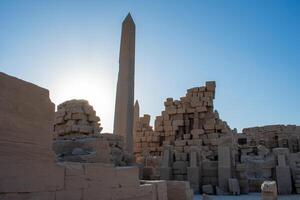 Karnak Temple in Luxor, Egypt. Hieroglyphs and Art on pillars and walls Temples, pylons chapels and other buildings in Karnak Temple Complex . photo
