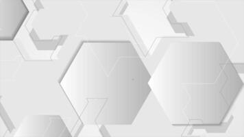 Grey abstract hexagonal tech geometric animation video