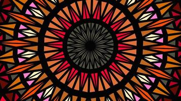 Colorful abstract polygonal radial mosaic pattern mandala background - seamless loop animation video