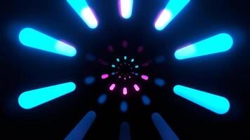 Cyan and Pink Round Tunnel with Neon Glowing Lights Background VJ Loop in 4K video