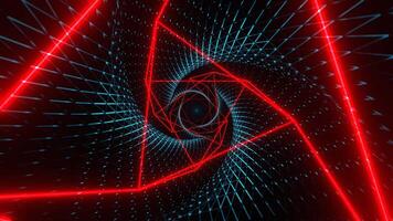 Cyan and Red Mesh Neon Spiral Abstract Tunnel Background VJ Loop in 4K video
