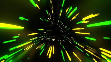 Yellow and Green Chaotic Neon Glow in Triangle Tunnel Background VJ Loop in 4K video