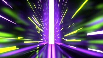 Light Green and Purple Narrow Tall Futuristic Corridor with Abstract Neon Light Background VJ Loop in 4K video
